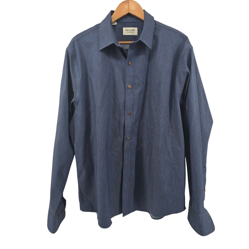 Twillory Button‎ Down Shirt Mens XL Blue Untuckable Tailored Fit Stretch Twill